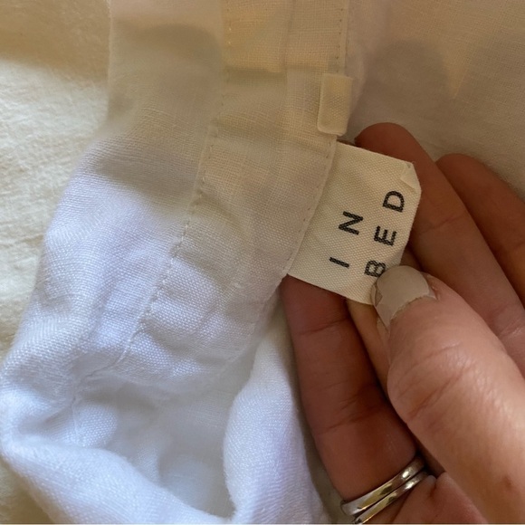 In Bed Store Women’s White Linen Button Down Shirt Blouse Pajama Top Size 2 - Picture 7 of 9